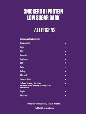 SNICKERS HIGH PROTEIN BAR LOW SUGAR DARK 57Gx 12 Adet