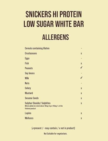 SNICKERS HIGH PROTEIN BAR LOW SUGAR WHITE 57G