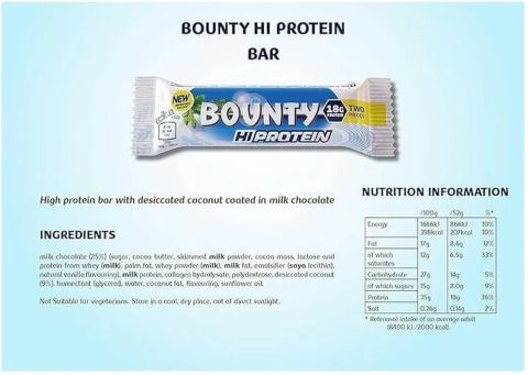 BOUNTY HIGH PROTEIN BAR COCONUT 52G x 12 Adet