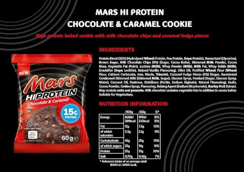 MARS HIGH PROTEIN CHOCOLATE & CARAMEL COOKIE 60G x 12 Adet
